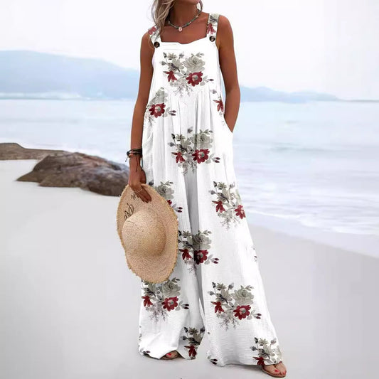 Floral Print Relaxed Fit Wide Leg Jumpsuit 