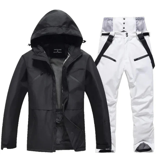 Women’s Two-Piece Ski Suit Set – Hooded Jacket & Pants – Waterproof Windproof – Regular Fit