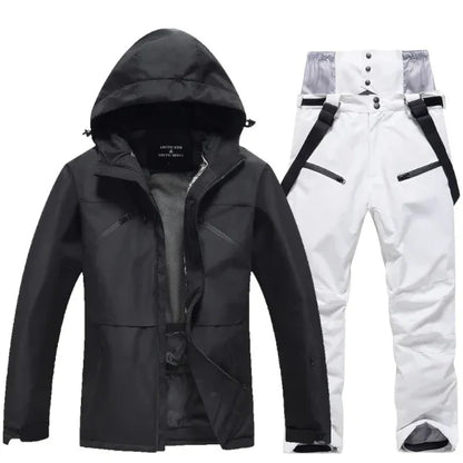 Women’s Two-Piece Ski Suit Set – Hooded Jacket & Pants – Waterproof Windproof – Regular Fit