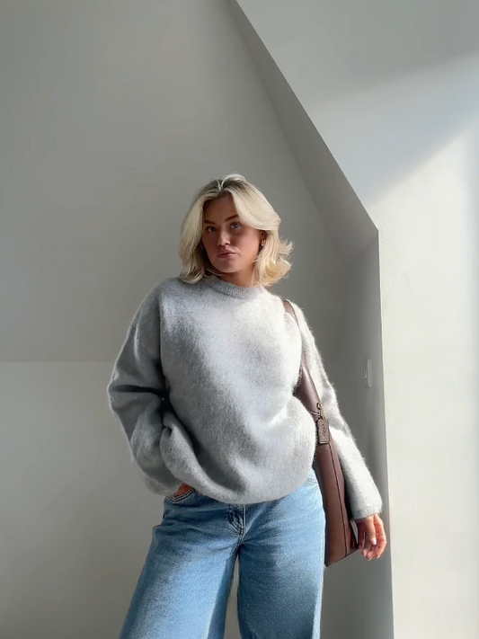 Oversized Mohair Texture Pullover Sweater 