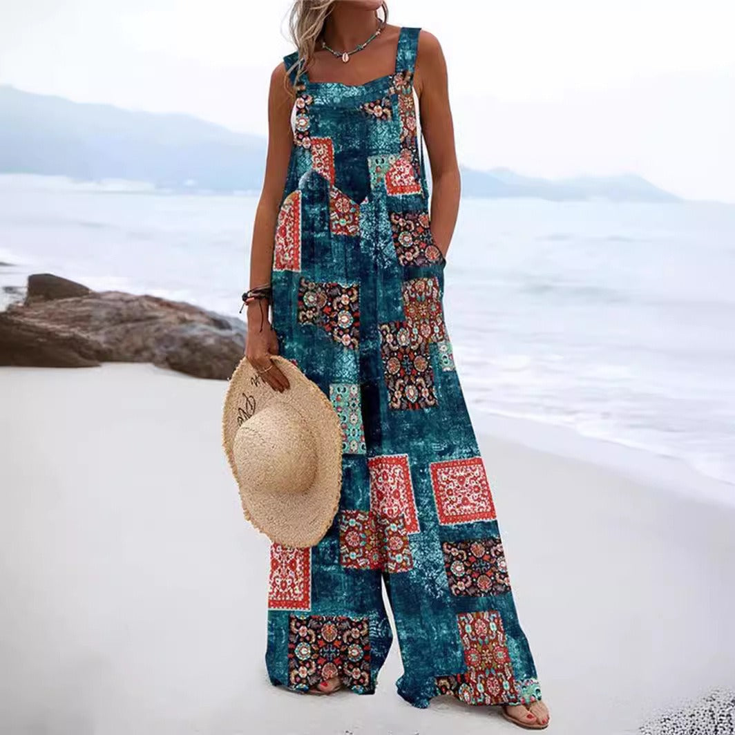 Floral Print Relaxed Fit Wide Leg Jumpsuit 