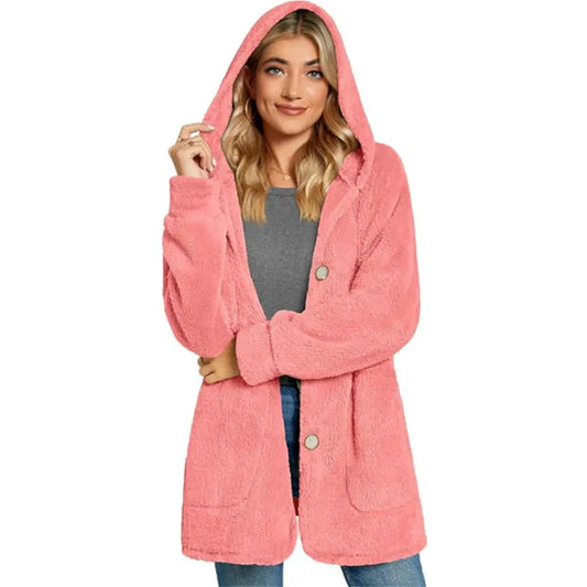 Plush Furry Oversized Hooded Cardigan 