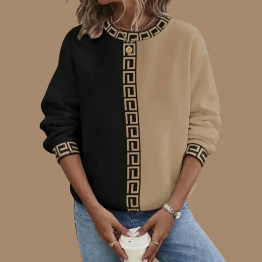 Geometric Pattern Relaxed Knit Pullover Sweater 