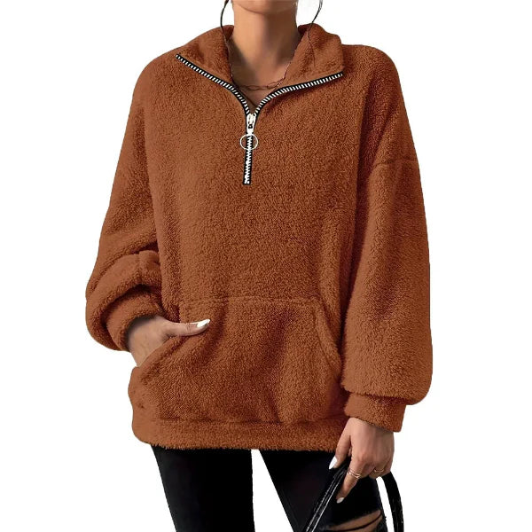 Oversized Half-Zip Fleece Sweatshirt 