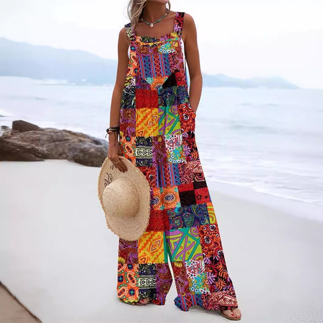 Floral Print Relaxed Fit Wide Leg Jumpsuit 