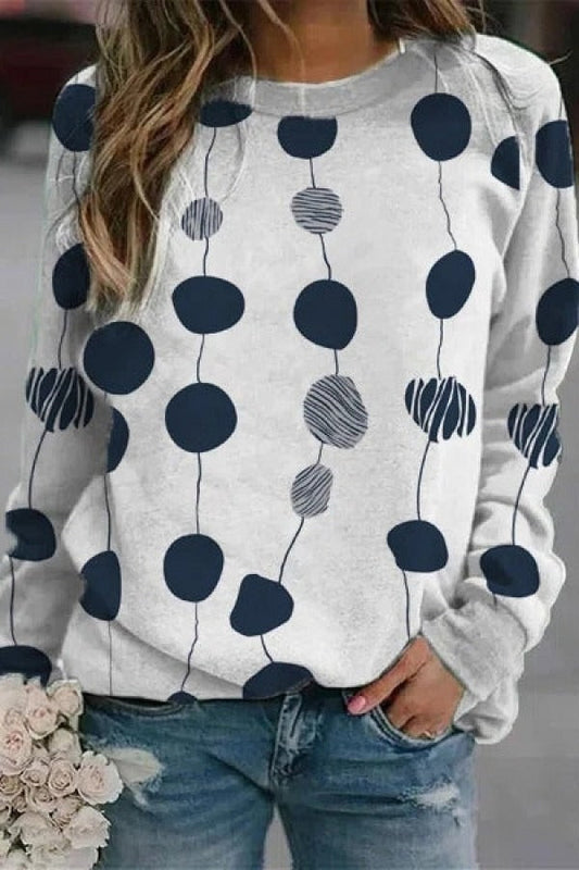 Polka Dot Relaxed Fit Cotton Blend Sweatshirt 