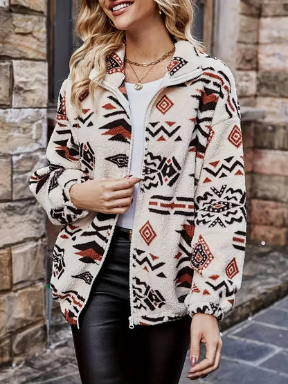 Women’s Jacket - Fleece - Relaxed Fit - Hip Length - Stand Collar - Full Zip