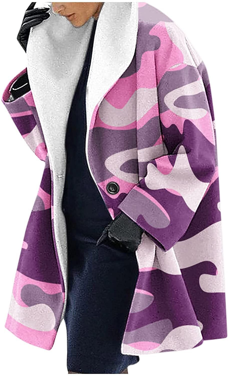 Women’s Hooded Jacket – Wool – Loose Fit – Mid-Length – Ethnic Print Casual Style