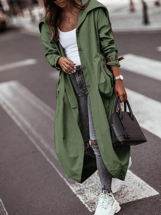 Oversized Hooded Utility Trench Coat 