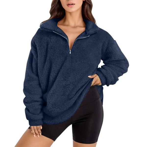Oversized Half-Zip Fleece Pullover 