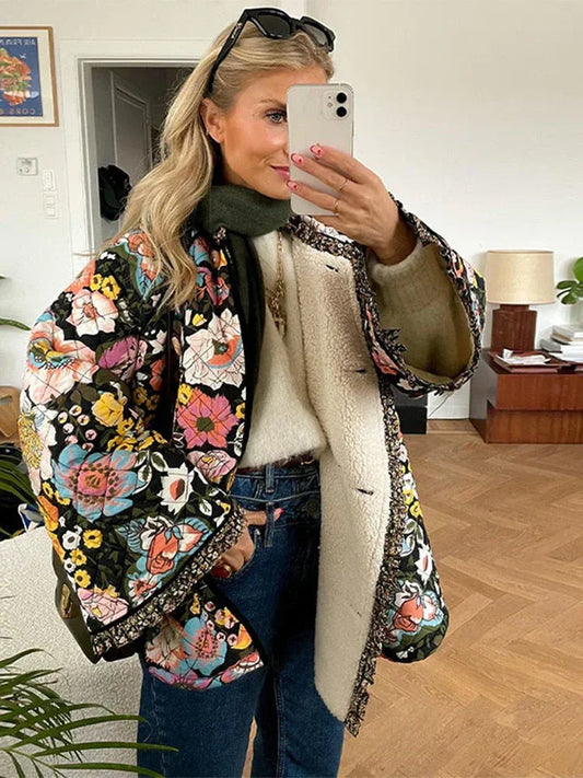 Plush Lined Relaxed Fit Quilted Coat 