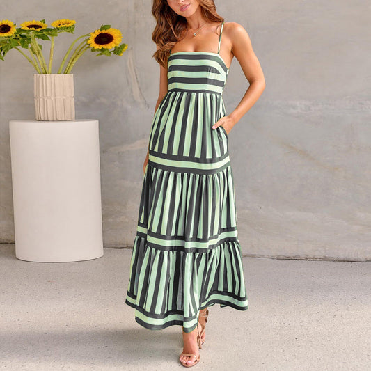 Lightweight Cotton A-Line Striped Sundress