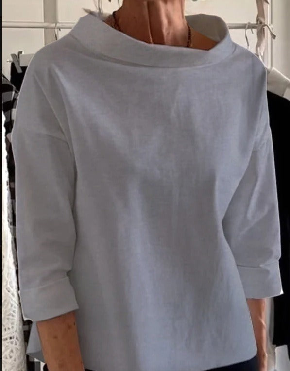 Women's solid color long sleeve high neck top