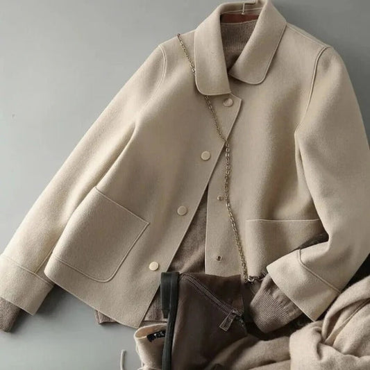 Wool Blend Structured Button-Down Jacket 