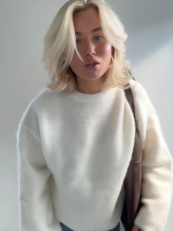 Oversized Mohair Texture Pullover Sweater 