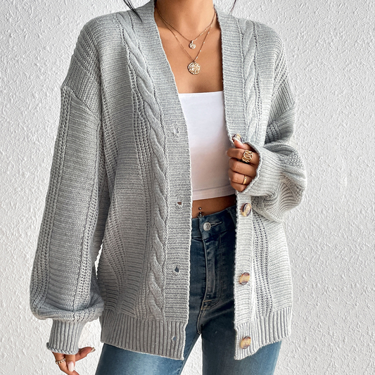 Cable Knit Oversized Wool Cardigan Jacket 