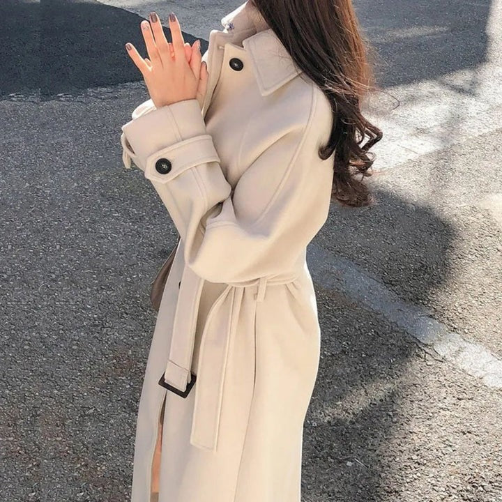 Wool Blend Relaxed Fit Trench Coat 