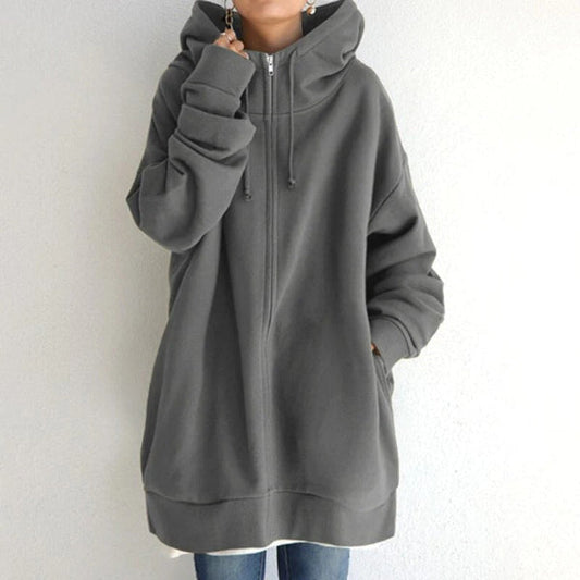 Plush Fleece Oversized Zip Front Hoodie 