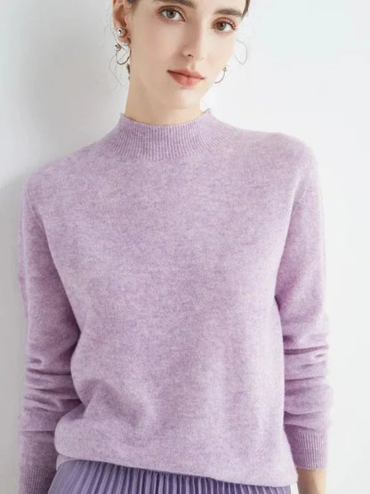 Women’s Pullover Sweater – Wool Blend – Regular Fit – Long Sleeve – Ribbed Crew Neck