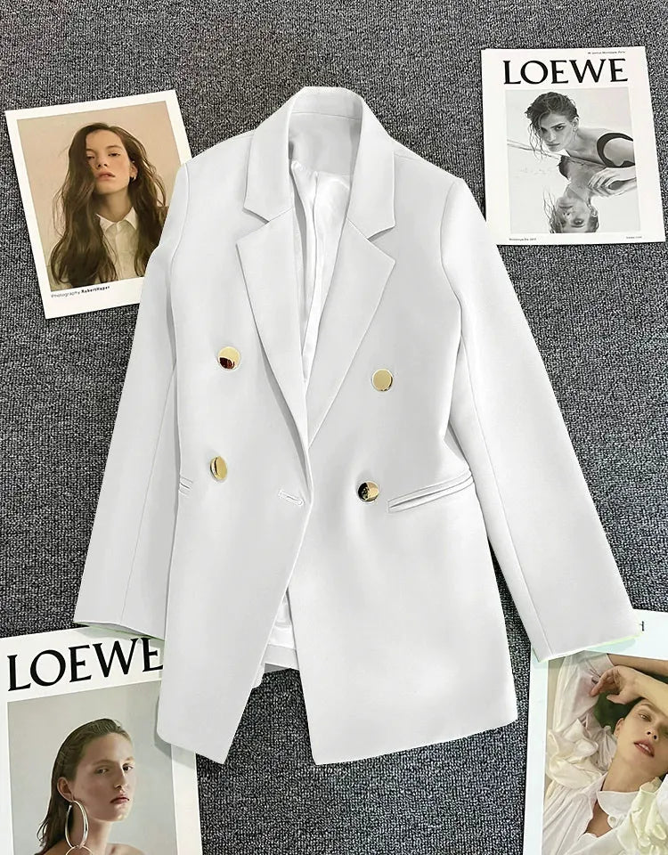 Suiting Blend Double-Breasted Peak Lapel Blazer