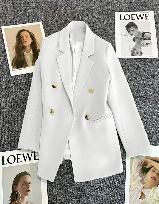 Suiting Blend Double-Breasted Peak Lapel Blazer