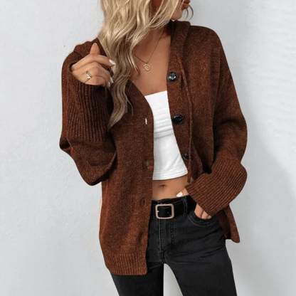 Women’s Cardigan – Wool Knit – Relaxed Fit – Button Front – Ribbed Trim