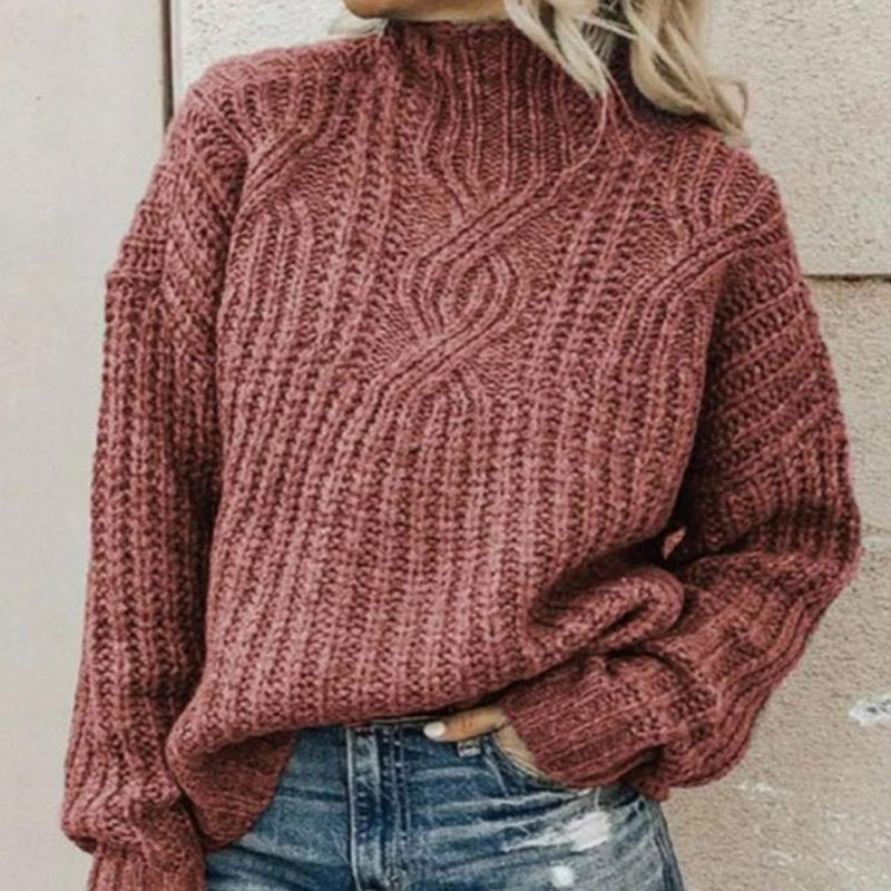 Chunky Cable Knit Relaxed Fit Pullover Sweater 