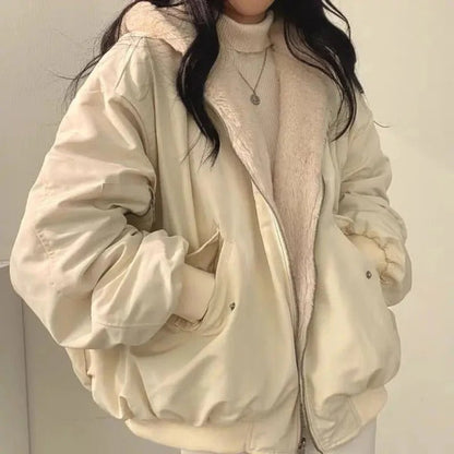 Women’s Jacket – Oversized Fit – Faux Fur Lined – Ribbed Cuffs – Hip Length
