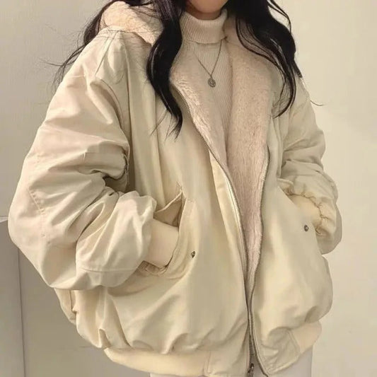 Faux Fur Lined Oversized Fit Jacket 