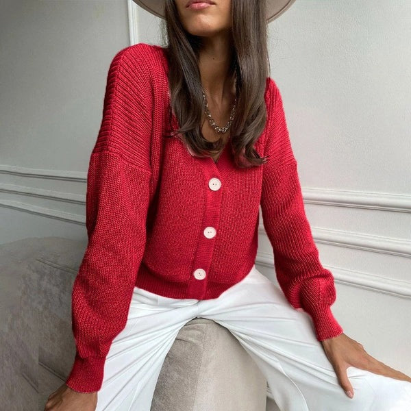 Ribbed Knit Relaxed Fit Cardigan 
