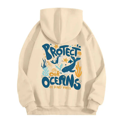 Women’s Hooded Sweatshirt – Oversized Fit – Cotton Blend – Graphic Back Print – Long Sleeve Casual Wear