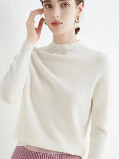 Women’s Pullover Sweater – Wool Blend – Regular Fit – Long Sleeve – Ribbed Crew Neck