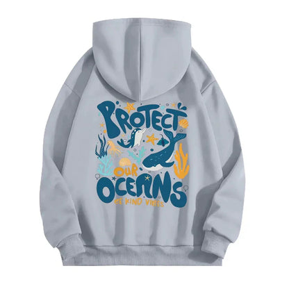 Women’s Hooded Sweatshirt – Oversized Fit – Cotton Blend – Graphic Back Print – Long Sleeve Casual Wear