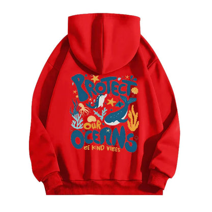Women’s Hooded Sweatshirt – Oversized Fit – Cotton Blend – Graphic Back Print – Long Sleeve Casual Wear