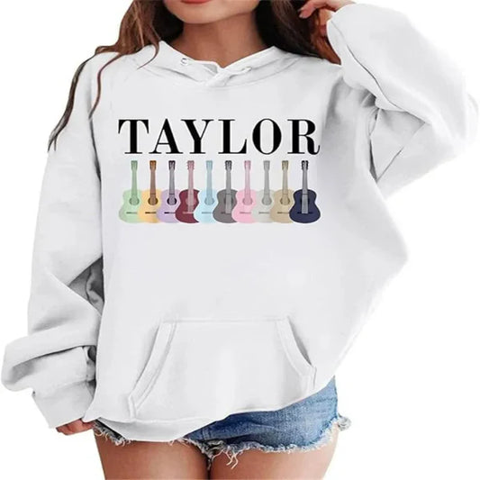 Soft Cotton Oversized Guitar Graphic Hoodie 
