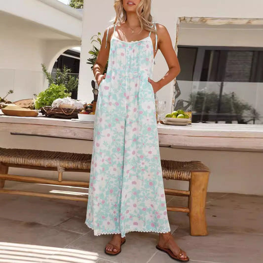 Floral Print Relaxed Wide-Leg Jumpsuit 