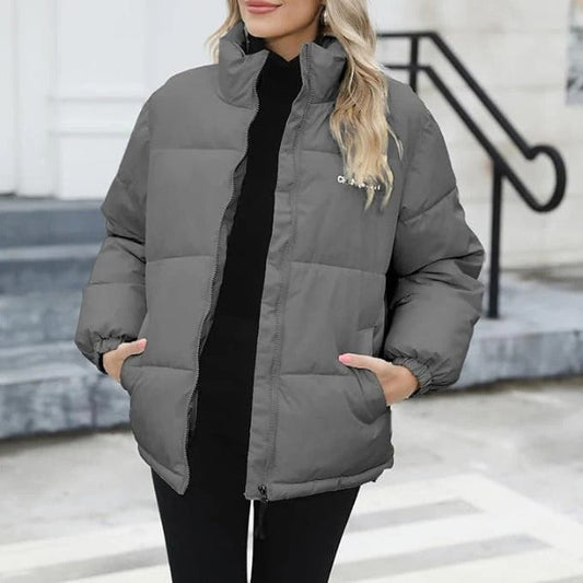 Relaxed Fit Zipper Front High Collar Jacket 