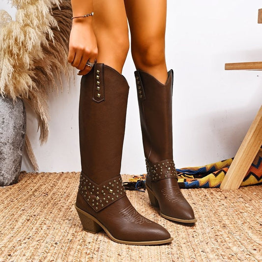 Knee-High Faux Leather Pointed Toe Boots