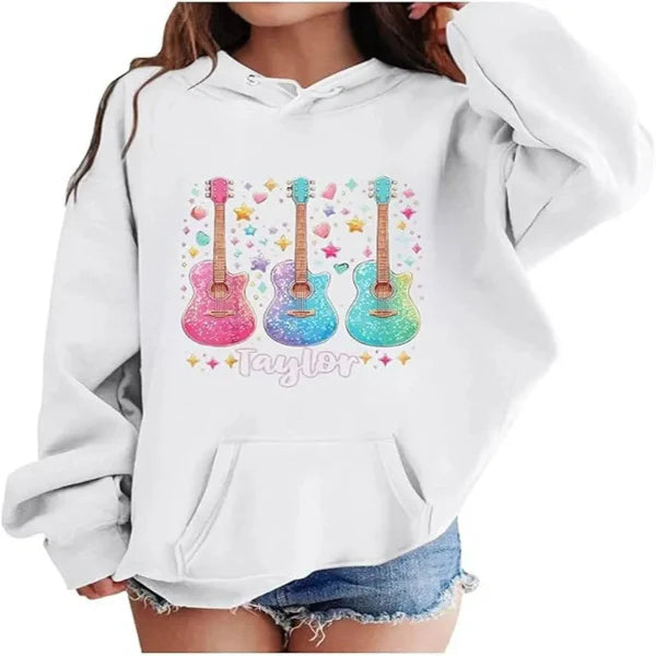 Soft Cotton Oversized Guitar Graphic Hoodie 
