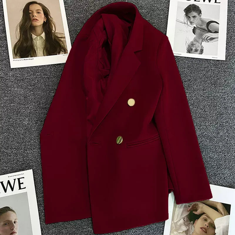 Suiting Blend Double-Breasted Peak Lapel Blazer