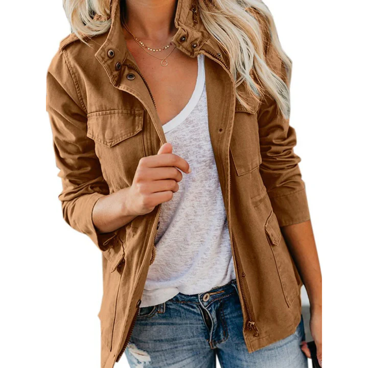 Relaxed Fit Cotton Blend Utility Jacket 
