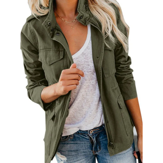 Relaxed Fit Cotton Blend Utility Jacket 