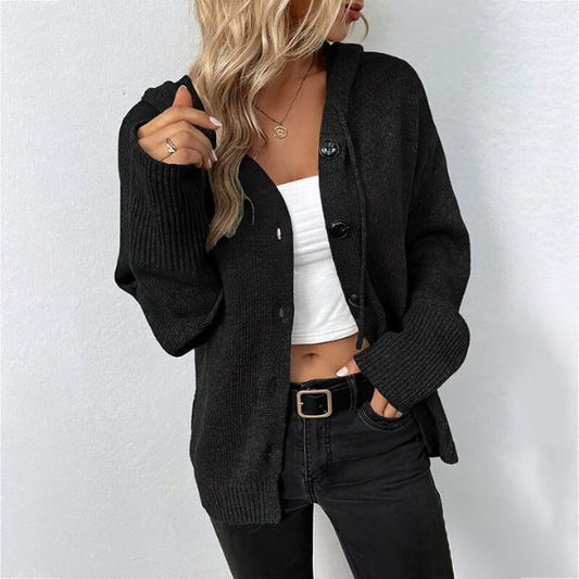 Wool Blend Relaxed Fit Hooded Knit Vest 