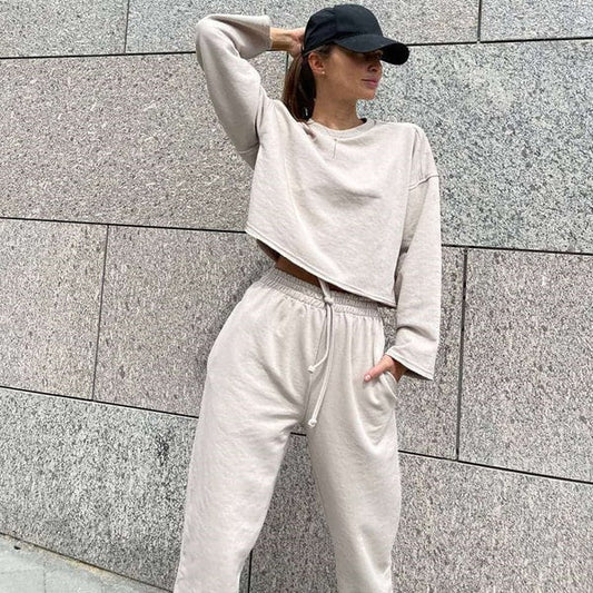 Relaxed Fit Cropped Top and Pants Set 
