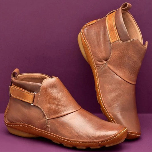 Leather Strap Detail Ankle Boots 
