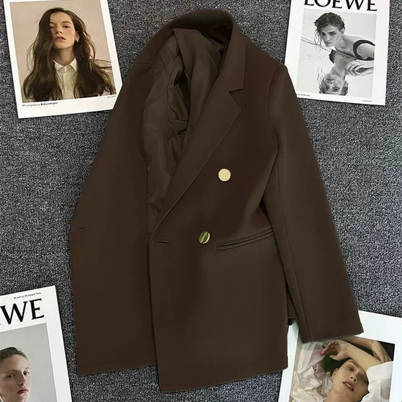 Suiting Blend Double-Breasted Peak Lapel Blazer
