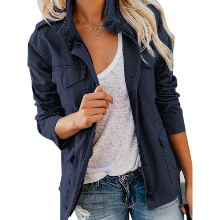 Relaxed Fit Cotton Blend Utility Jacket 