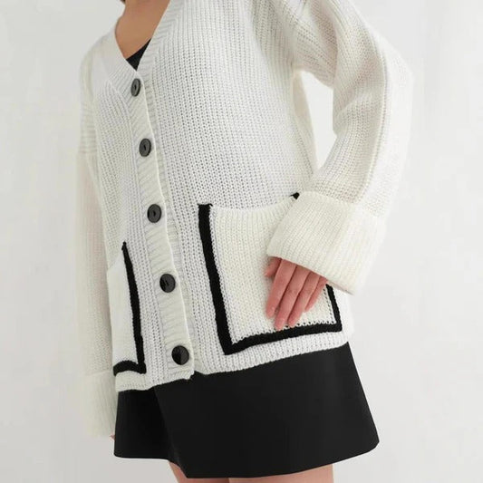 Wool Blend Relaxed Fit Knit Cardigan 