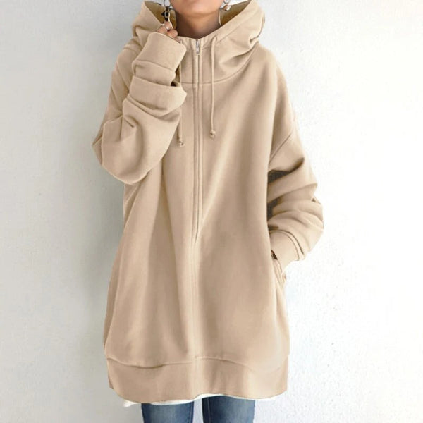 Plush Fleece Oversized Zip Front Hoodie 