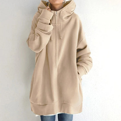 Women’s Hoodie – Oversized Fit – Plush Fleece Feel – Zip Front – Long Sleeve Casual Wear